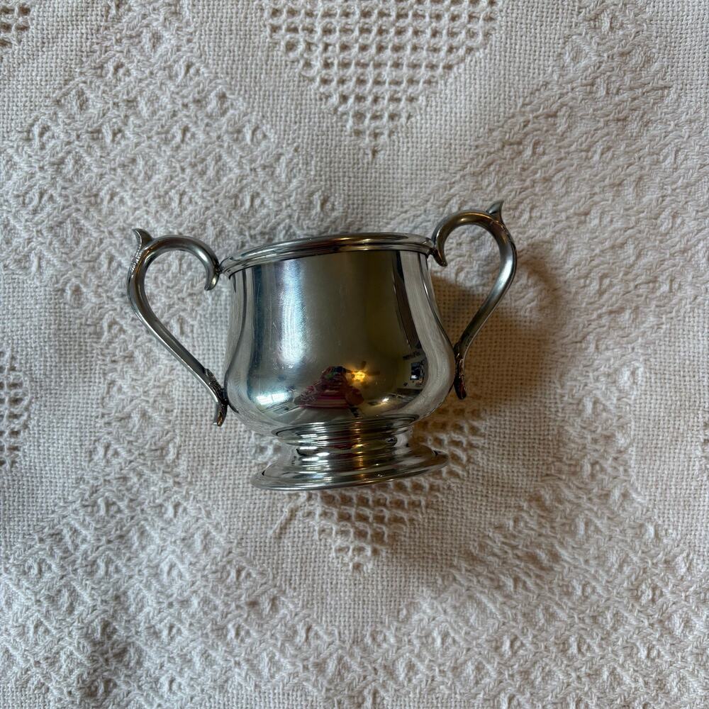 Vintage Pewter Two Handle Sugar Bowl